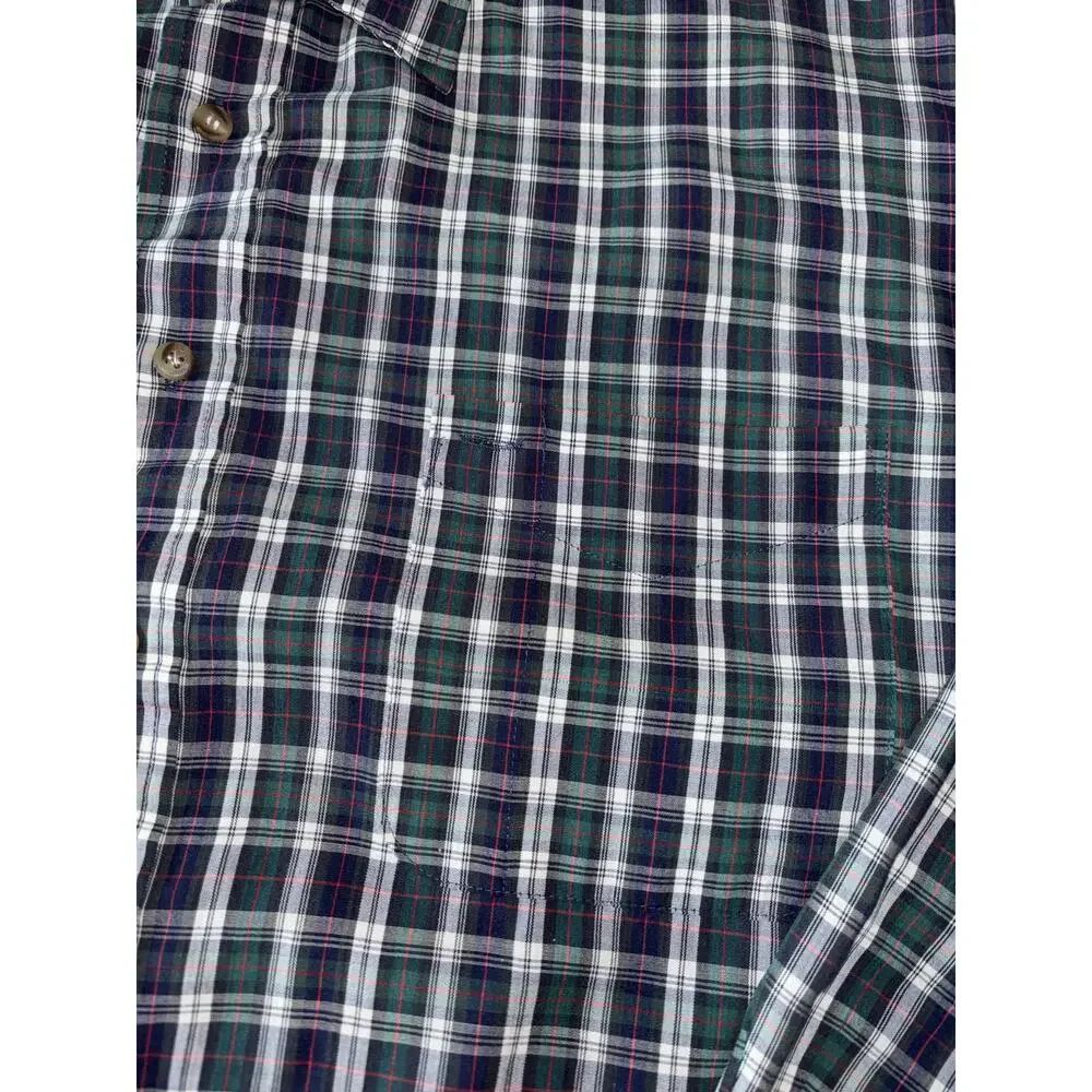 Mens Sutter & Grant Green Navy Plaid Long Sleeve Button Down Shirt Pocket XLT - Picture 3 of 7